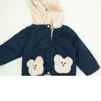 Children's insulated denim jacket with hood