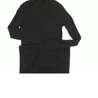 Black long fabric dress with long sleeves