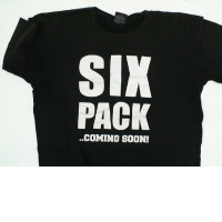 Black t-shirt with SIX PACK COMING BACK print Black t-shirt with SIX PACK COMING BACK print
