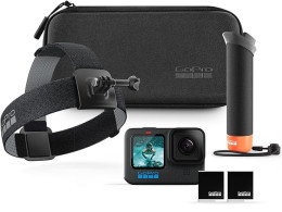 GoPro HERO12 Accessory Bundle - Includes HERO12 Black Camera, The Handler (Floating Hand Grip), Head Strap 2.0, Enduro Rechargeable Battery (2 Total), and Carrying Case