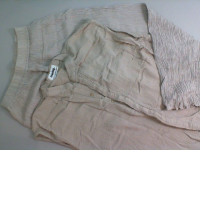 Women's set of sleeveless shirt + pants with elastic band, beige