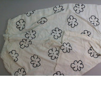 Women's cotton pants, white with black flower Women's cotton pants, white with black flower