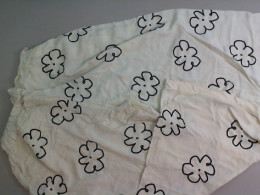 Women's cotton pants, white with black flower