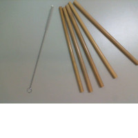 Set of 5 bamboo drinking straws + cleaning brush
