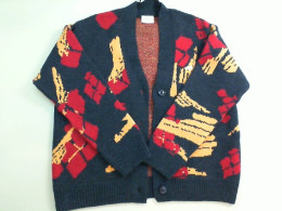 Knitted jacket with buttons black with a pattern