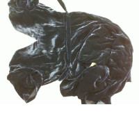 Black velvet dress, long at the waist