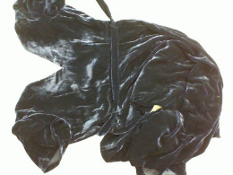 Black velvet dress, long at the waist