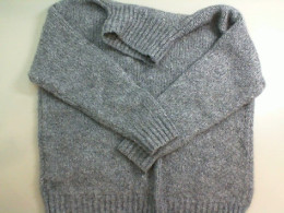 Knitted sweater, gray, high neck, chunky knit