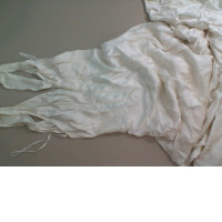 women's dress with straps, white with a train, synthetic women's dress with straps, white with a train, synthetic