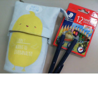 Set of pencil case + 2 pens + set of colored pencils Thailand