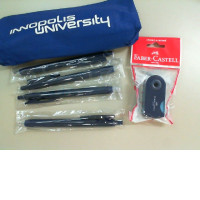 Set of pencil case + 4 pens + sharpener Thailand