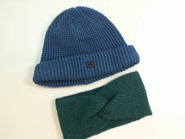 set of women's knitted hat + knitted headband