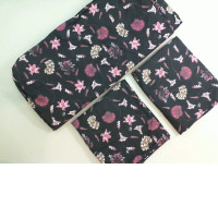 Black floral bedding set 1 sheet + 2 pillowcases