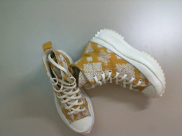 Women's high-platform lace-up sneakers, yellow