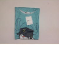 Light blue HAN SY SOCIETY t-shirt with cat print