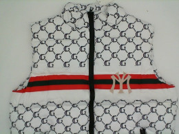 Padded white vest with print