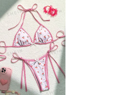 Multicolored SHEIN swimsuit with cherry print