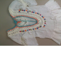 Women's cotton shawl, with knitted collar decoration