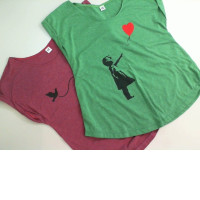 Set of 2 T-shirts, green and pink