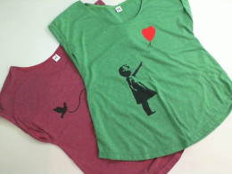 Set of 2 T-shirts, green and pink