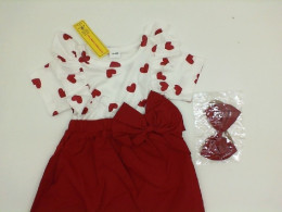 SHEIN children's red and white dress with bow