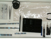 A set of additional spare parts for the game console: 4 stickers, a set of small bolts, tweezers, 6 additional buttons, a stylus, 4 screwdrivers of different sizes, a light gray sticker for the console, 2 plastic styluses A set of additional spare parts for the game console: 4 stickers, a set of small bolts, tweezers, 6 additional buttons, a stylus, 4 screwdrivers of different sizes, a light gray sticker for the console, 2 plastic styluses