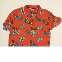ME-STYLE orange polo with flowers print