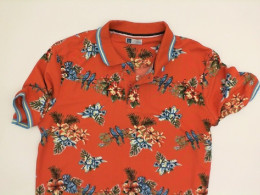 ME-STYLE orange polo with flowers print