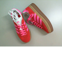 Women's sneakers, pink, suede on a high platform