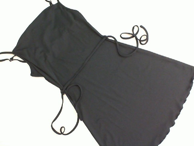 Women's short dress with a belt, black Women's short dress with a belt, black