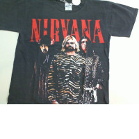 T-shirt Nirvana red sign Sizxe L Black color