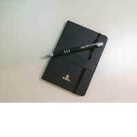 Black notepad with elastic band + pen Emirates 