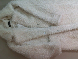 Women's long coat, white with studs