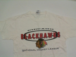 White t-shirt with BLACKHAWKS print