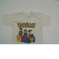 white t-shirt with POKEMON print