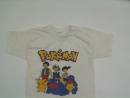 white t-shirt with POKEMON print