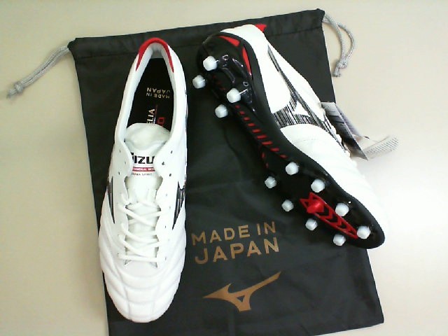 Football boots, white with studded black sole Made in Japan Football boots, white with studded black sole Made in Japan