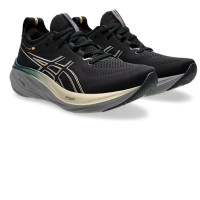 ASICS GEL-NIMBUS 26 PLATINUM Men Running Shoes Color: BLACK/CHAMPAGNE