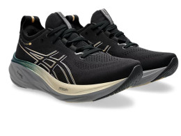 ASICS GEL-NIMBUS 26 PLATINUM Men Running Shoes Color: BLACK/CHAMPAGNE