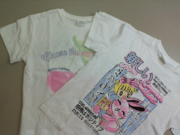 Set of 2 children's T-shirts, white with a pattern ZARA