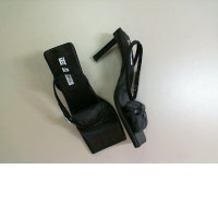 Women's open sandals, black with high heels
