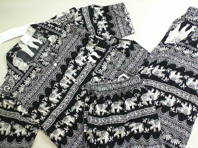 Men's shirt + pants set, elephant pattern, Thailand Men's shirt + pants set, elephant pattern, Thailand
