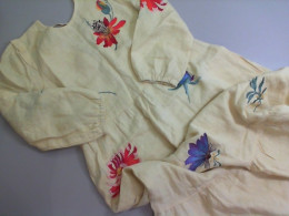 Cotton dress, yellow with embroidered flowers
