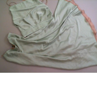 Silk set, Skirt+Top with open back, green
