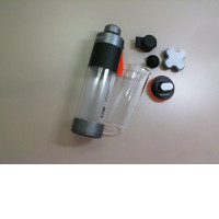 Bottle for water with spare glass filter and accesories