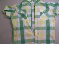 Men's shirt, short sleeve, green checkered