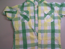 Men's shirt, short sleeve, green checkered Men's shirt, short sleeve, green checkered