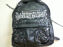 Leather backpack, with iron spikes, black