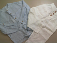 Children's clothing set, blue button-down shirt + white pants Children's clothing set, blue button-down shirt + white pants