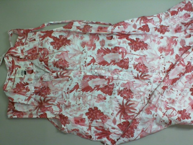 Sleeveless button down dress, white with red designs Sleeveless button down dress, white with red designs